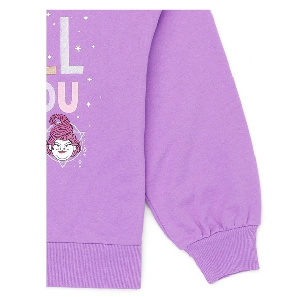 NWT Disney Hocus Pocus Girls Fleece Sweatshirt Glitter Halloween S (6-6X) Purple - Picture 10 of 10